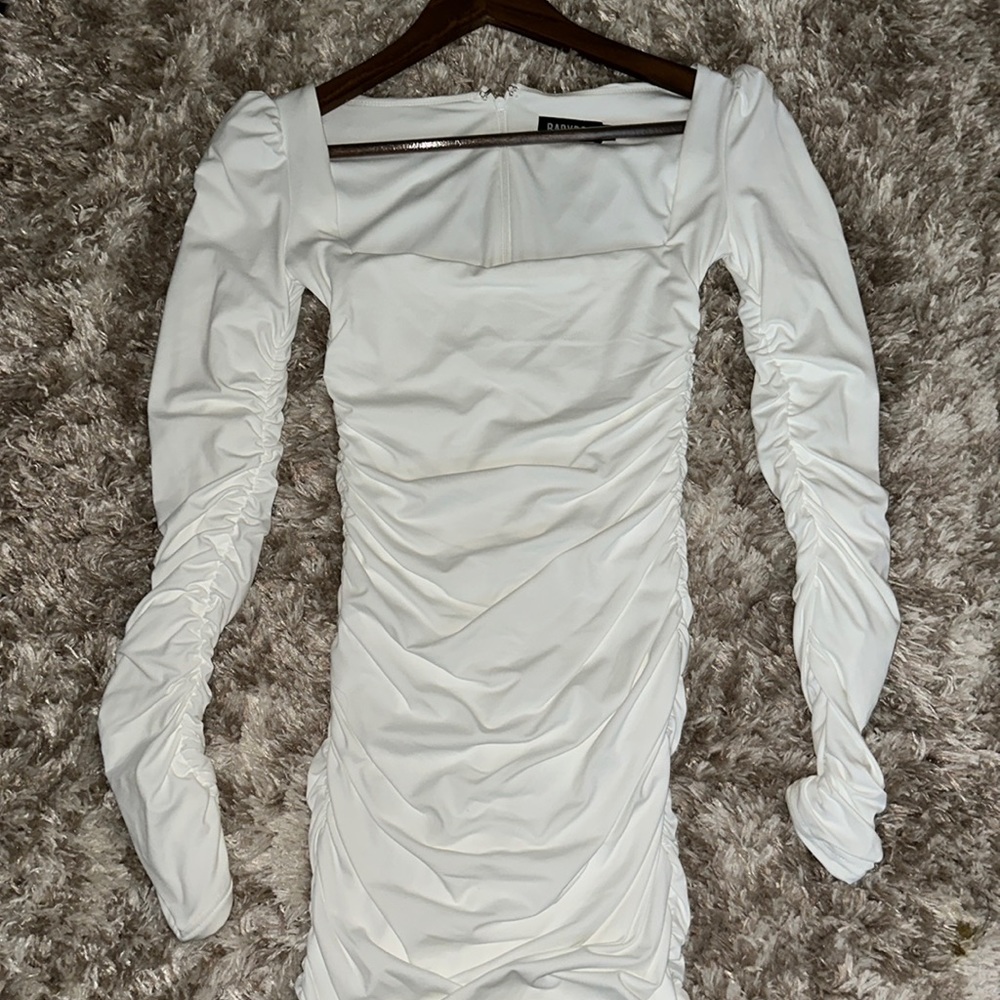 Baby boo white ruched dress